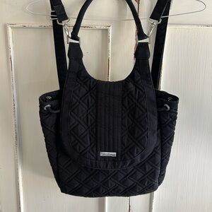 Vera Bradley Black Backpack with Quilted Fabric and Adjustable Straps